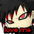 Pixelated anime-style character with black hair and red eyes, displaying three text variations: 'love me', 'i am', and 'cute' below the face.