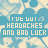 Static pixel art with repeating text 'I'VE GOT HEADACHES AND BAD LUCK' over a blue and beige patterned background.