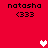 Red background with four instances of 'natasha' text and '(333)' below, each with a heart icon in different positions.