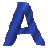 Blue stylized letter A with metallic sheen on gray background, displayed in of nine positions