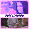nine identical showing two women in a studio setting with purple and pink lighting, each labeled 'anna + summer' at the bottom