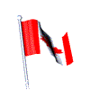 Animated Canadian flag on a pole with red and white colors, showing sequential waving motion