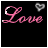 Animated pink cursive 'Love' text with small gray heart above, transitioning to 'Love helps', then 'Love heals', and finally 'Love hurts' on black background.