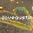 Pixelated static image with white text 'ilovejustin' overlaid on a blurred background of brown, green, and yellow tones.
