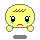 Two pixelated yellow circular figures with brown eyebrows, black eyes, blue tears, and red mouths on gray background; left figure has arms extended forward, right figure's arms are bent at elbows.
