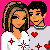 Pixelated cartoon couple on pink background with red hearts and white stars, blue text overlay reading "Court Court Court & Bryan 7.4.03 till 4eva".
