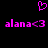 A static image with a black background displays two identical pink pixelated text strings and one pink heart symbol above them.