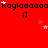 Red background with repeated 'Kaylaaaaa' text and ':]' emoticons, stars scattered across the image, and a gray rectangle in the bottom-right corner.