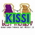 Two cartoon figures holding hands, one in purple, one in brown, with text overlays changing from KISSI to JULIE to ALLY BFLL.