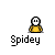 Pixel art of Spider-Man and generic character icons with 'Spidey' text labels, some showing web-shooting animation frames