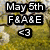 A four- displays text and imagery: top-left shows 'May 5th F&A&E <3' over a yellow background, top-right has 'View Life in Color' with a colorful eye graphic, bottom-left is grayscale close-up of lips, bottom-right is blank gray