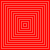 Six square each contain concentric squares in solid colors: red, yellow, green, blue, purple, and pink