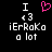 Pixelated text and symbols on black background with pink heart symbol above 'i3' and 'iErRokO a lot' text.