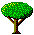 Pixelated tree icon transitions through seasonal states: full green foliage, autumn leaves, bare branches, snow-covered branches, and back to green.