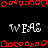 Pixelated red and white text 'WEAS' repeated across a black background with red decorative borders and a gray rectangle on the right.