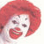 A 2x2 contact sheet of a pixelated animated icon featuring Ronald McDonald and text elements on red backgrounds with gray transparency.