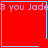 Red background divided into four quadrants by light blue lines, with repeated pink text 'you Jade' and small blue symbols in bottom-right quadrants.