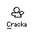 Pixelated white figure with outstretched arms and circular head, underlined text "Cracka" on gray background; second frame adds speech bubble with "you!" text.
