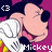 Pixelated cartoon character with pink skin, black ears, white gloves, and red shorts winking, with 'Mickey' text below and '3' in top-left corner.