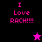Pixelated text "I Love RACH!!!!" in pink on black, purple, and bright pink backgrounds with a star symbol.