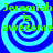 Green text reading "Jeremiah Jeremiah is awesome awesome" overlaid on a blue and cyan spiral pattern background.