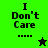 A split-screen digital image with green and black backgrounds displaying "I Don't Care" text, a of dots, and two star icons in different colors