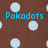 Brown background with light blue dots and cyan text reading Pokadots, rock my, sox! lol.