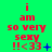 Green background with red text reading "i am so very sexy !!<33" and small blue symbols changing across three