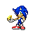 Pixel art character icons with blue, black-red, and yellow color schemes holding colored objects against white backgrounds.