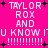 Pixelated text on bright pink background with black plus signs, displaying 'TAYLOR ROX AND U KNOW I'U KNOW I' followed by exclamation marks in two mirrored sections.