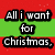 Pixelated text on red and green background reads "All i want for is you <3 Christmas." with black outlines and white lettering.