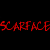 A black-and-white animated contact sheet featuring two characters from Scarface with red text, displayed in a 3x2 grid layout.