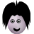 Pixelated icon of a light purple face with black hair, two eyes, and a smiling mouth against a gray background.