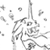 Pixelated grayscale icon of a stylized character with abstract shapes and scattered fragments around it, likely from an anime or game series.