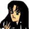 Animated sequence of a cartoon character with long black hair making hand gestures, transitioning from neutral to winking while red hearts appear and disappear around them.