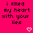 A static image with a bright pink background displays repeated text and pixelated heart symbols.
