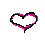 Pixelated heart-shaped icon with black and pink outlines on a white background.