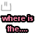 Two identical gray hand icons above pixelated text reading 'where is the...' in pink and 'LOVE!?' in blue with black outlines.