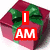 A red gift box with a green bow appears in three states: with 'I AM' in red text, 'YOUR ONLY' in blue text, and 'PRESENT' in pink text.