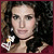 A split-frame contact sheet showing a pixelated portrait of a woman with curly hair on the left and stylized text with hearts on the right, both within a maroon border.
