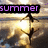 A static image of a dark silhouette against a bright, cloudy sky with text overlays reading 'summer' and '08'.