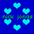 Blue background with scattered cyan hearts and green text reading 'nick jonas' repeated twice.