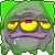 A pixelated creature with three yellow eyes and a purple face appears in a of identical frames, each showing the same expression with a single tear drop