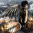 A pixelated image of a figure with large wings holding an object against a cloudy sky, next to text reading "I SEE DEAD PEOPLE" on a pink background.
