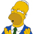 Pixelated yellow-skinned character with large nose, blue shirt, white collar, green tie, and closed eyes in profile view.