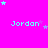 Bright pink background with cyan text reading "Jordan" repeated in a pattern, surrounded by small cyan and purple stars