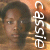 A pixelated image shows a person with dark hair and a neutral expression, with stylized white text on the right side against a warm-toned background.