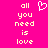 Pixelated text and heart symbol on bright pink background, with identical left and right text blocks.