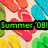 Pixelated summer-themed buddy icon with flip-flops and text 'Summer '08' in various color schemes across repeated