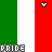 Pixelated icon featuring Italian flag colors with 'PRIDE' text, a heart symbol, and 'ITALY' on green background.